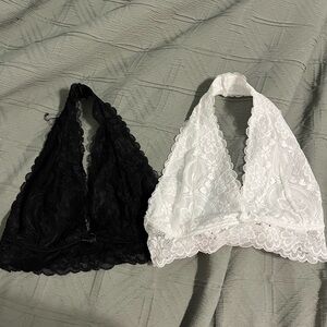 Black and White Lace Bralette Set